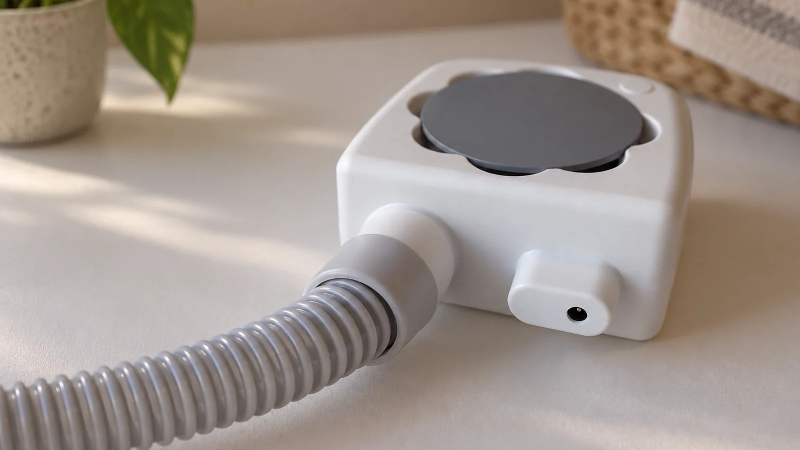 AirDry en CPAP-slang in een illustratieve opstelling na het reinigen